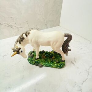 Vintage Herco Gifts White Ceramic Miniature Fantasy‎ Unicorn in Field Figurine